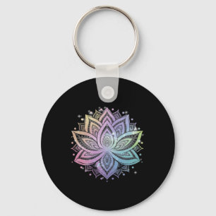 Bohemian Rainbow Lotus Flower Yoga Lotus Flower _2 Keychain