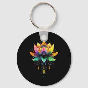 Bohemian Rainbow Lotus Flower Yoga Mandala Chakra Keychain