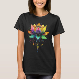 Bohemian Rainbow Lotus Flower Yoga Mandala Chakra T-Shirt