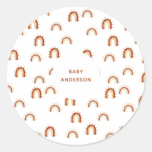 Bohemian Rainbow Pattern Baby Shower Classic Round Sticker
