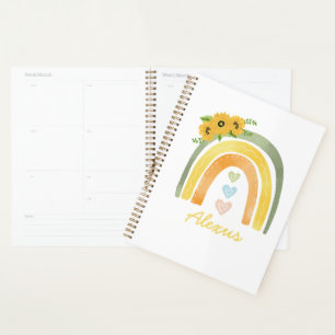 Bohemian Rainbow Sunflower Personalized Planner