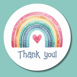 Bohemian Rainbow Thank You Classic Round Sticker