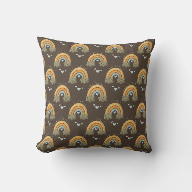 Bohemian Rainbows Pattern Throw Pillow (Front)