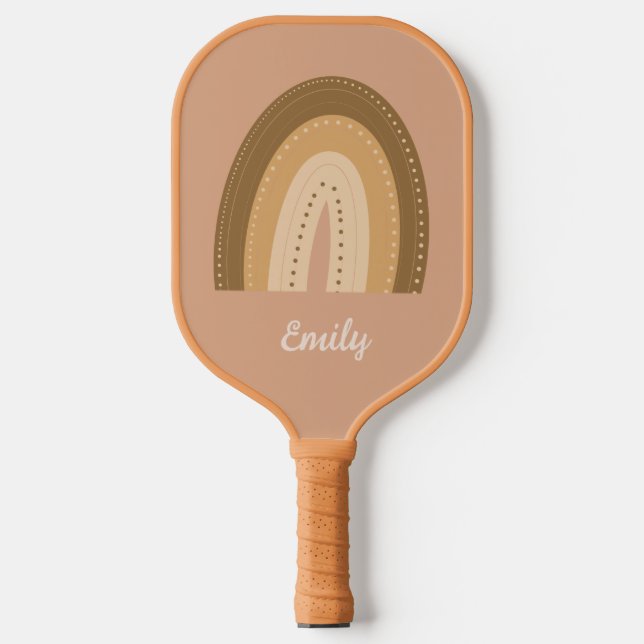 Bohemian Rainbows Patterned Script Name Pickleball Paddle (Front)