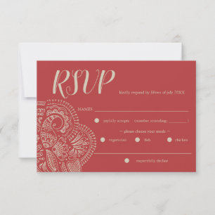 Bohemian Red Rustic Wedding RSVP Response Card