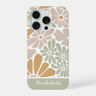 Bohemian Retro Groovy Flowers iPhone 15 Pro Case