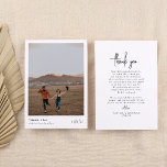 Bohemian Retro Minimalist Simple Photo Wedding Thank You Card<br><div class="desc">A simple photo thank you card to match our Bohemian Minimalist Simple Photo Wedding collection. This design features your engagement photo on the front of the page, with "thank you" aligned to the bottom on the left. The back of the design features a custom heartfelt thank-you message to express your...</div>