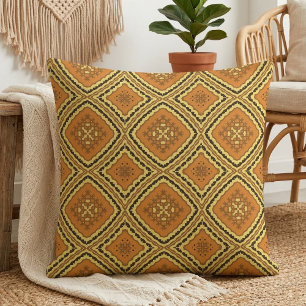 Bohemian Retro Terracotta Orange Geometric Mosaic Fabric