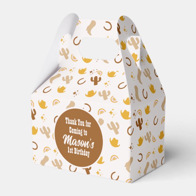 Bohemian Rodeo Birthday Cowgirl Rainbow Party Favor Box (Front Side)