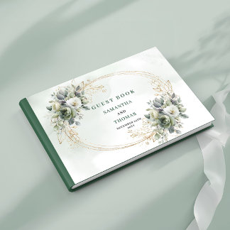 Bohemian Romance Dusty Green Wedding Guest Book