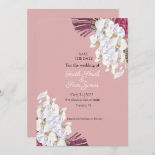 Bohemian rose Blush Enregistrer la date Invitation