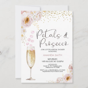 Bohemian Rose Petals Petals Prosecco Bridal Shower Invitation