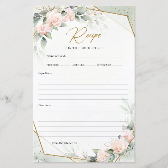 Bohemian roses eucalyptus and gold frame recipe (Front)