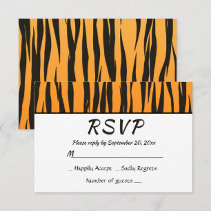 Bohemian RSVP Tiger Print Black Gold Animal Stripe Invitation