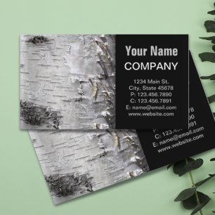 bohemian rustic country chic tree bark white birch business card