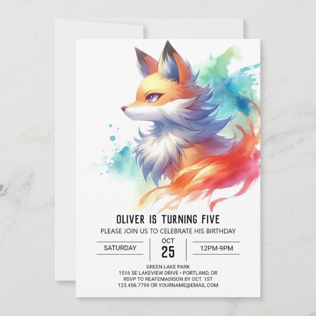 Bohemian Rustic Fox Birthday  Invitation (Front)