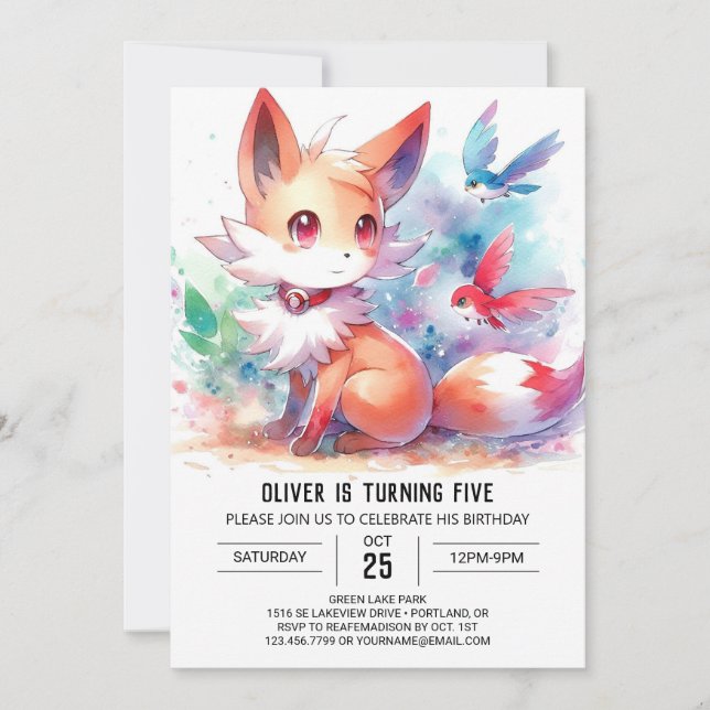 Bohemian Rustic Fox Birthday Invitation (Front)