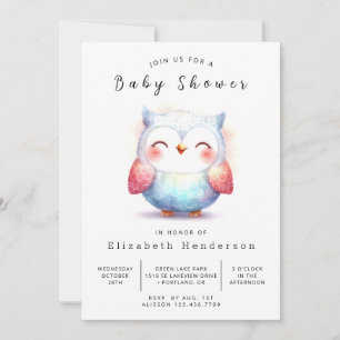 Bohemian Rustic Owl Baby Shower Invitation