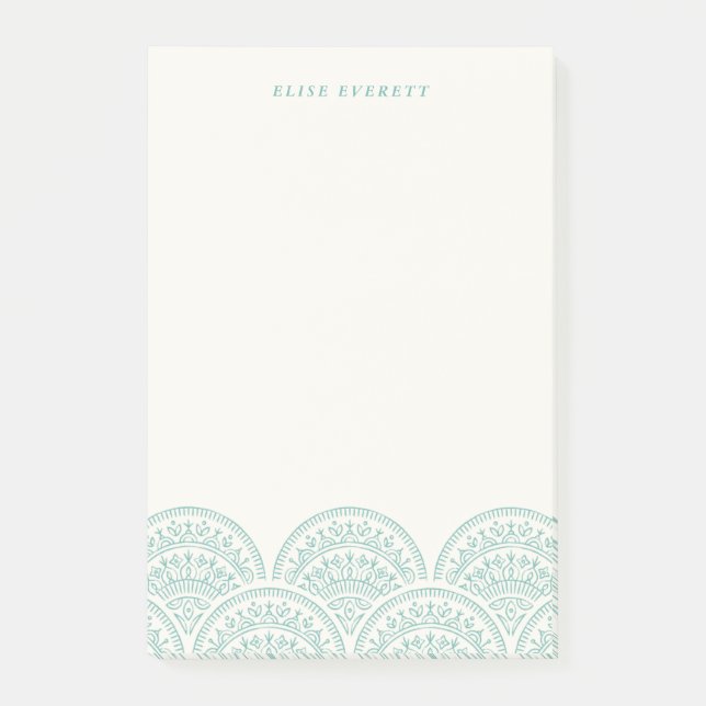 Bohemian Scallops Custom Post-It - Jade Notes (Front)
