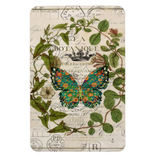 bohemian scripts french botanical butterfly magnet