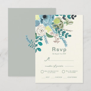 Bohemian Sea Greens Chic Floral Flowers Invitation