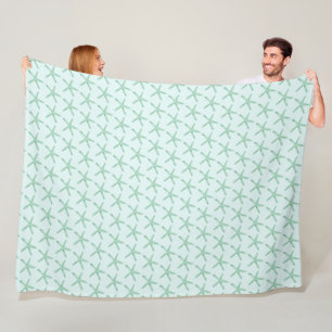 Bohemian Seafoam Green Starfish Pattern  Fleece Blanket