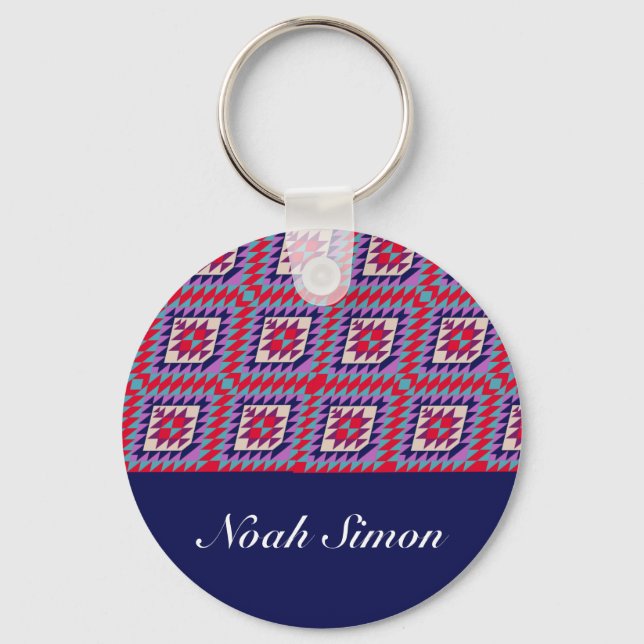 Bohemian seamless mosaic Colourful pattern Keychain (Front)