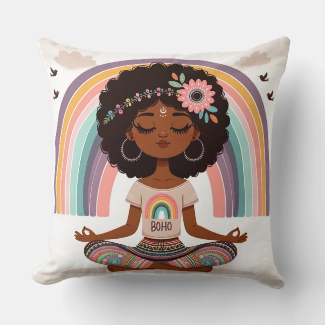 'Bohemian Serenity Yoga Pillow (Front)