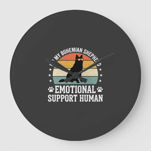 Bohemian Shepherd Emotional Support Human Dog Large Clock (Front)