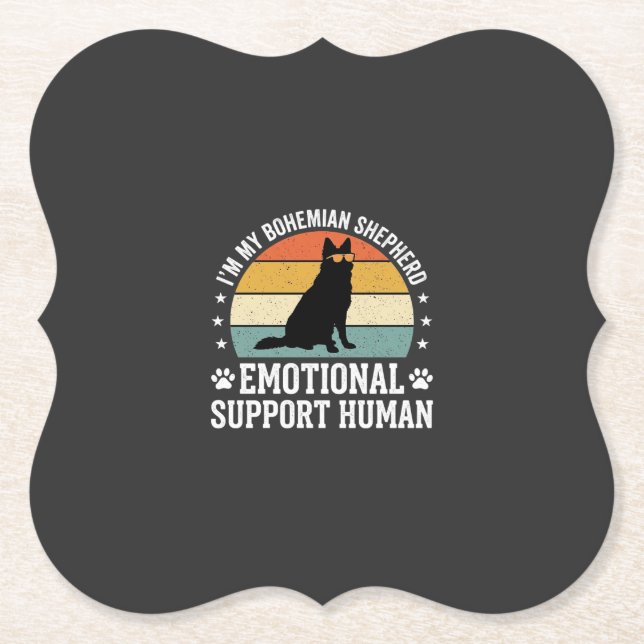Bohemian Shepherd Emotional Support Human Dog Paper Coaster (Front)