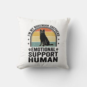Bohemian Shepherd Emotional Support Human Vintage Throw Pillow
