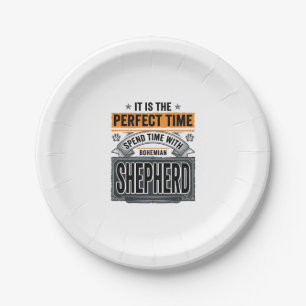 Bohemian Shepherd Vintage Dog Lover Typography Des Paper Plate