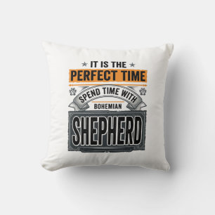 Bohemian Shepherd Vintage Dog Lover Typography Des Throw Pillow