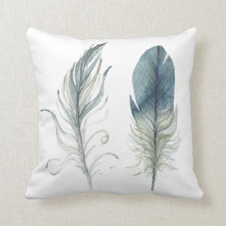 Bohemian Smoke Blue Feather Pillow