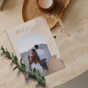 Bohemian Soft Natural Photo Arch Thank You Card
