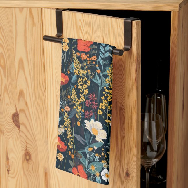 Bohemian Spring Floral Print Kitchen Towel (Thirds Fold)