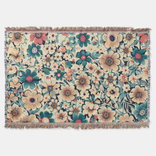 Bohemian Spring Flower Pattern Throw Blanket