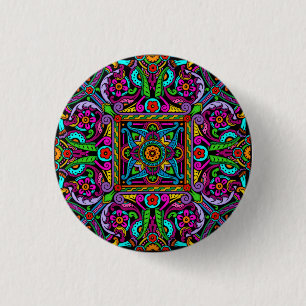 Bohemian Stained Glass Style 1 Inch Round Button