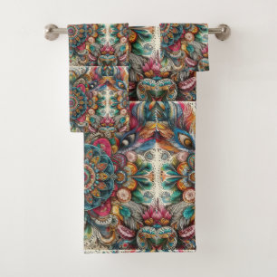 Bohemian style bath towel set