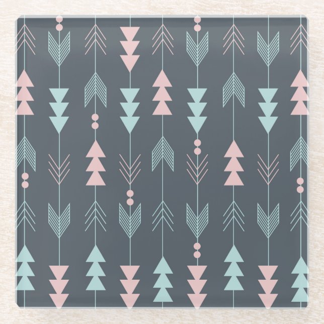 Bohemian Style Boho: Ethnic Seamless Pattern Glass Coaster (Front)