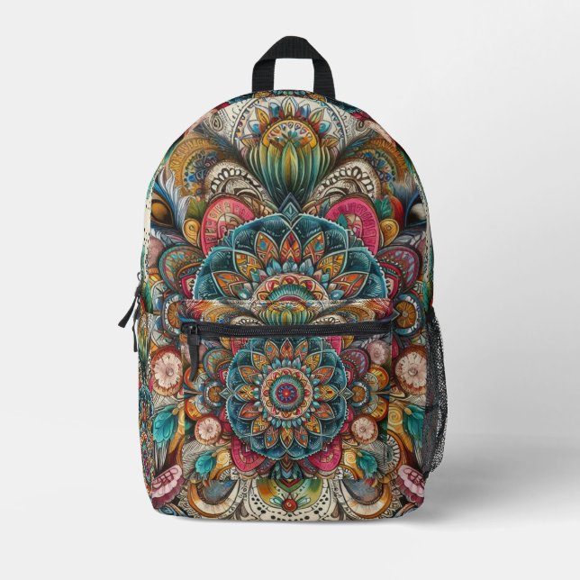 Bohemian style printed backpack (Front)