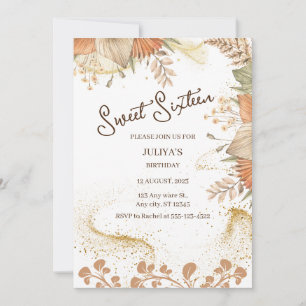 Bohemian style sweet 16 Birthday Party Invitation