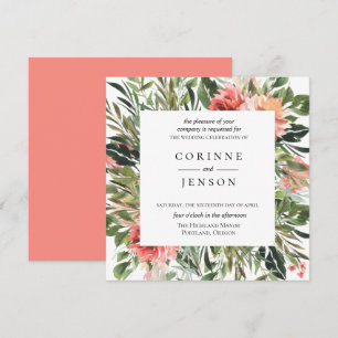 Bohemian Summer Floral Wedding Invitation