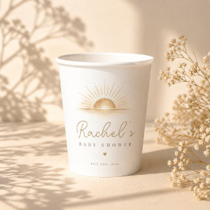 Bohemian Sun Gender Neutral Sunshine Baby Shower Paper Cups