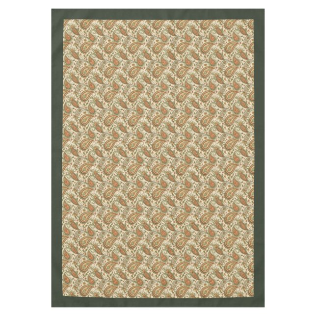 Bohemian Swirl Tablecloth in Warm Earthy Tones (Front)