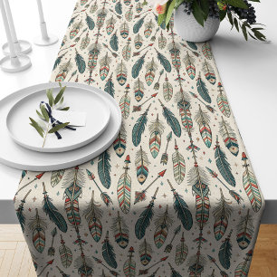 Bohemian Table Runner Tribal Feather Arrow Print