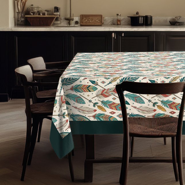 Bohemian Tablecloth Featuring Arrows Feathers (Bohemian Tablecloth Featuring Arrows Feathers)
