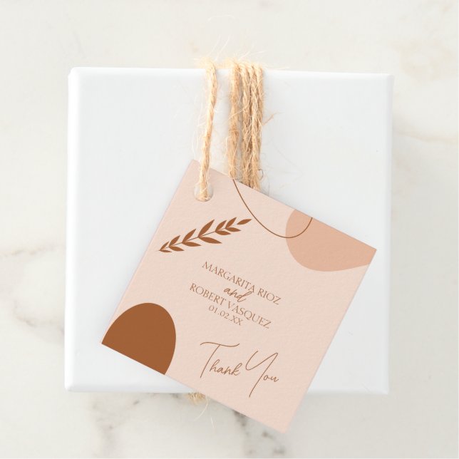 Bohemian Tan Brown Wedding Couples Thank You  Favour Tags (In Situ)