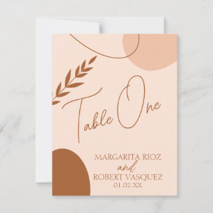 Bohemian Tan Brown Wedding Table Seating Invitation