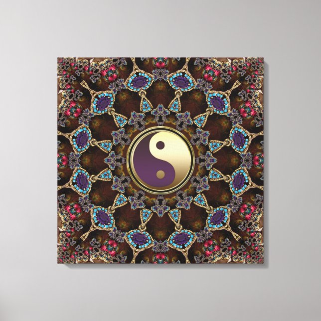 Bohemian Tapestry Yin Yang Wrapped Canvas (Front)